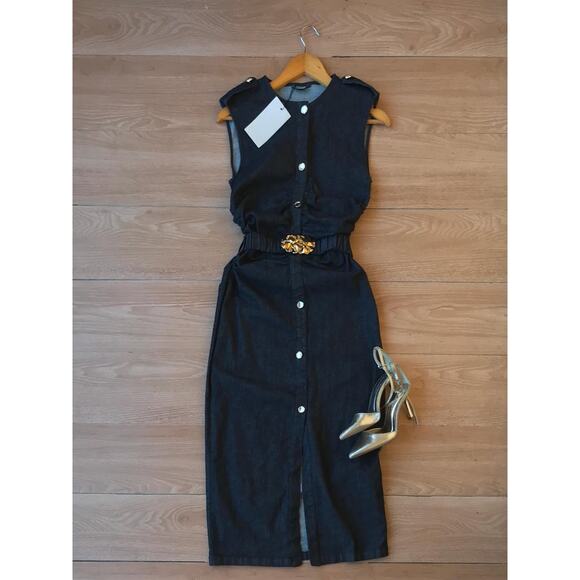 RARE!!! ZARA Belted Midi Dress NWT - Picture 13 of 14